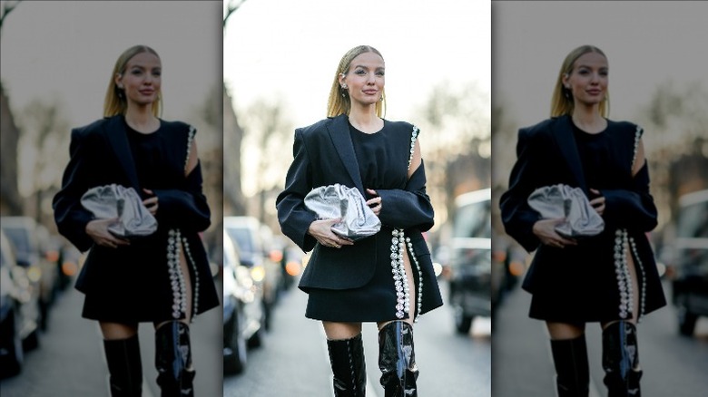 Cold shoulder sleeve dress