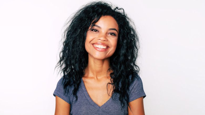 woman with jet black hair