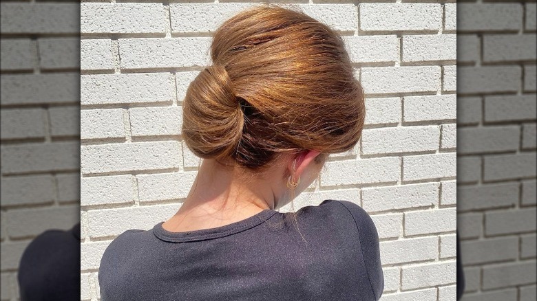 A woman with a French twist