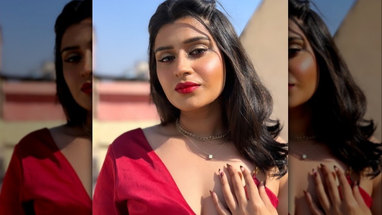 Woman with bold makeup