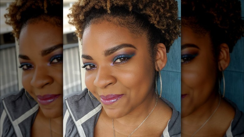 Woman with mermaid looking makeup