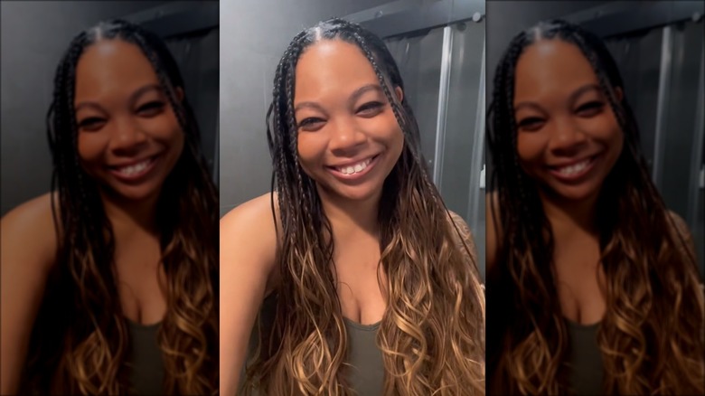 Woman with braided curly hair