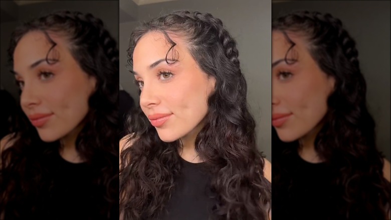 Woman with braided hairstyle