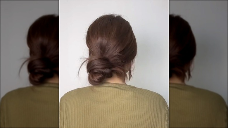 Woman with low bun