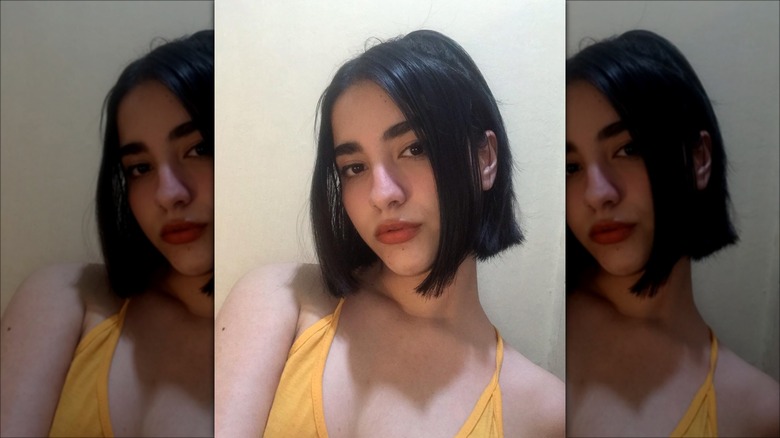 Woman with short dark hair