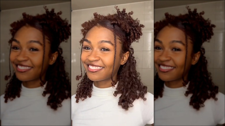 Curly braided updo hairstyle