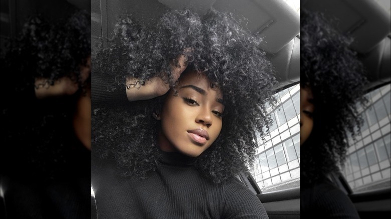 woman with curly natural hair 