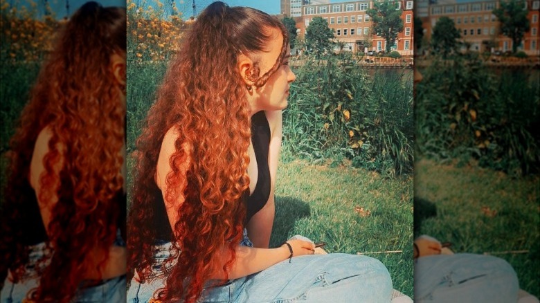 A woman with very long hair