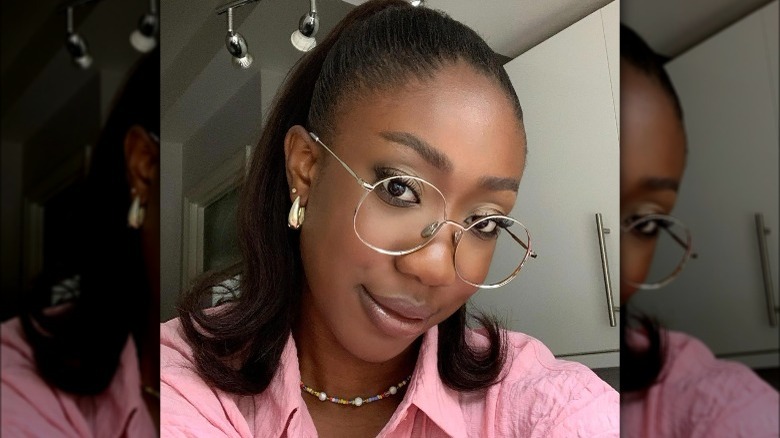 A woman with flipped hair ends