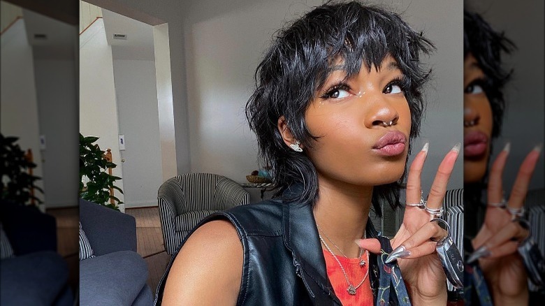 A woman with a mullet