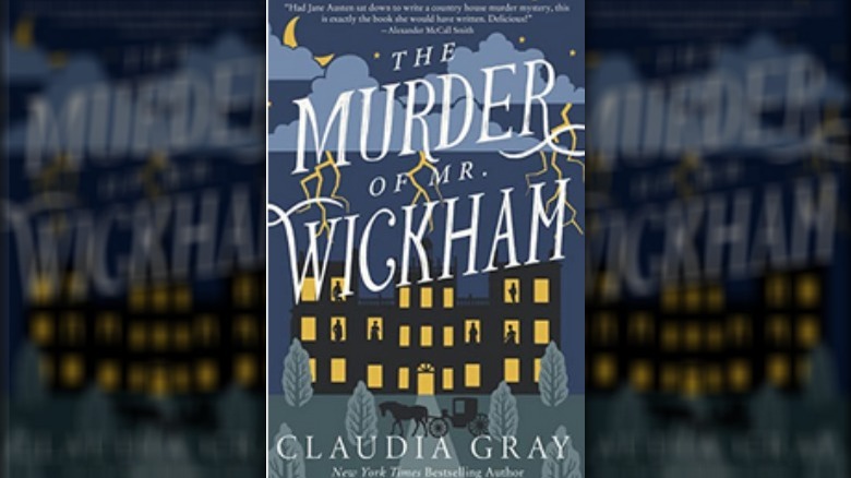 A mansion lit at night