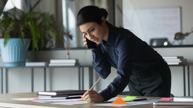 Woman on a business call