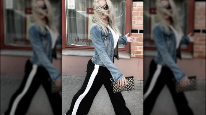 woman wearing wide-leg pants