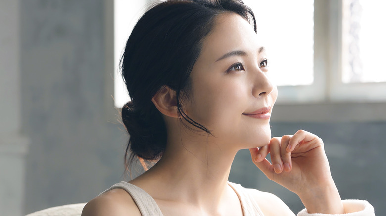 Woman without nail polish