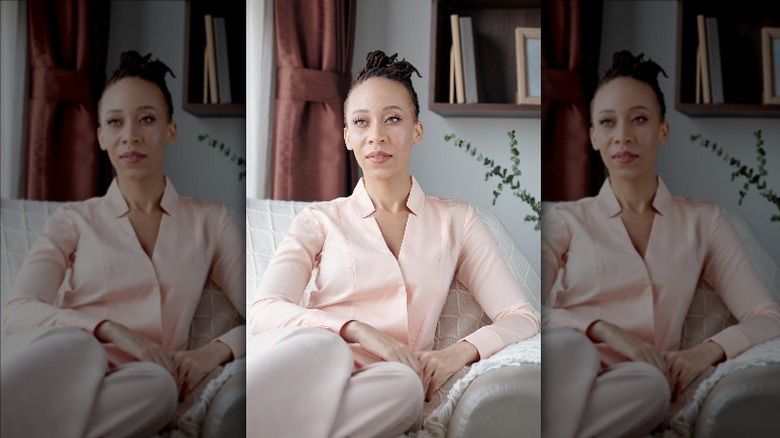 woman sitting up straight