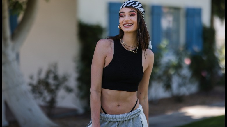 Woman wearing scarf as bandana