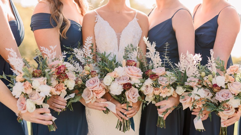 Bride with matching bridesmaids