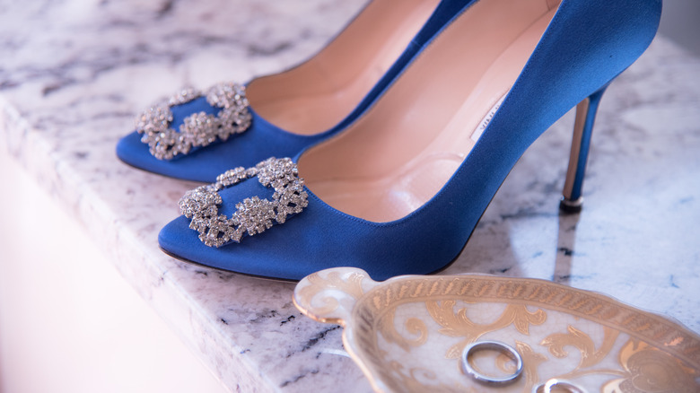 Blue wedding shoes