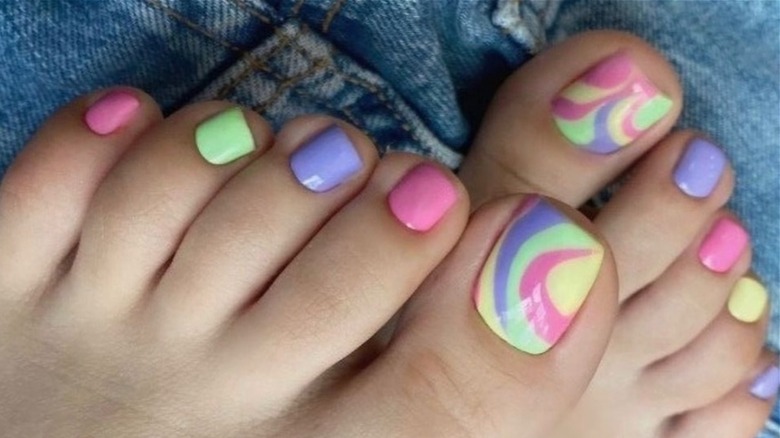 Colorful Skittles pedicure 