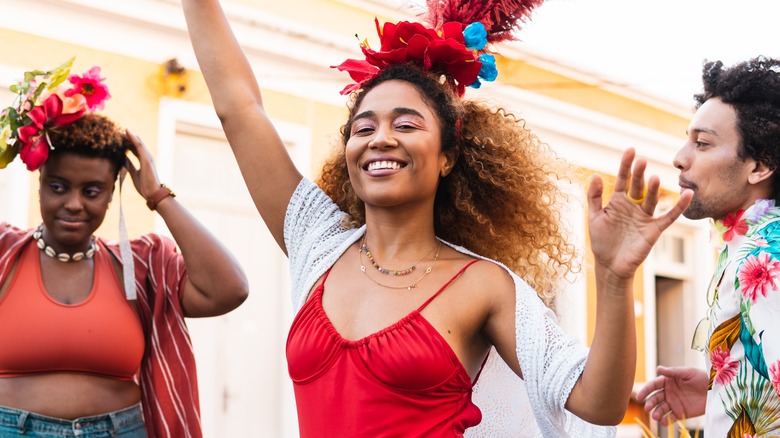 excited woman dancing
