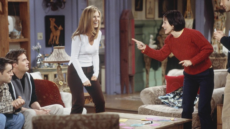 The cast of Friends on set