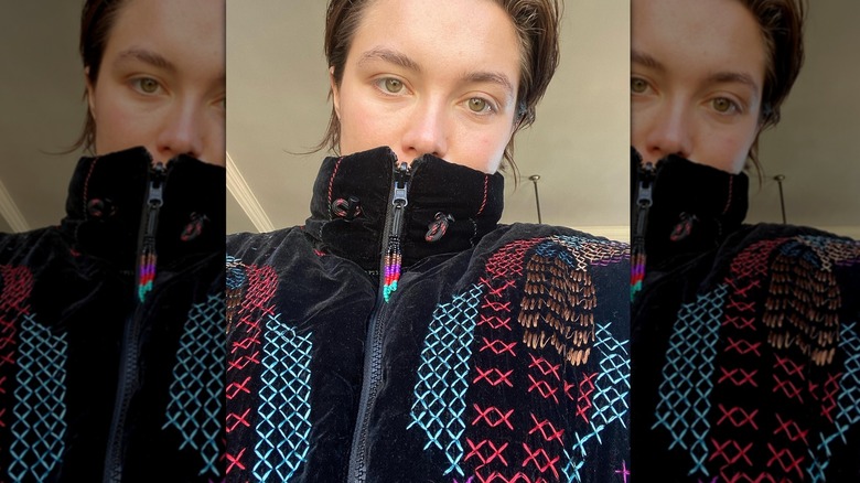 Florence Pugh wearing a puffer