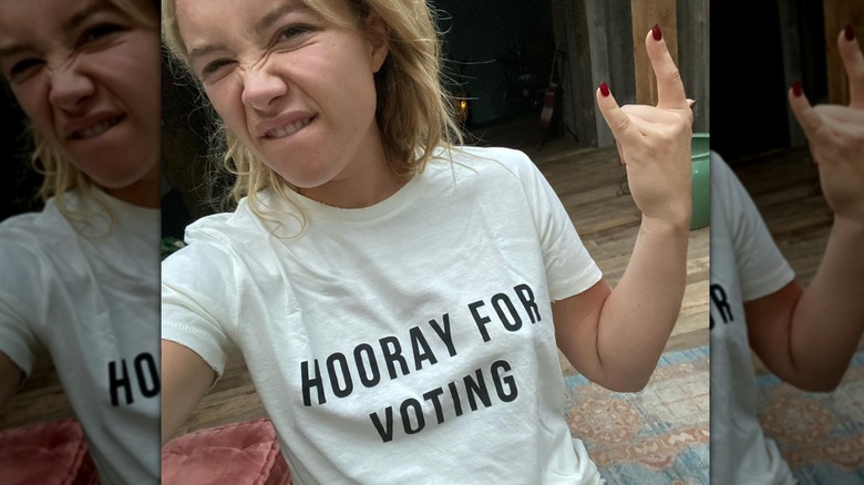 Florence Pugh scrunching nose
