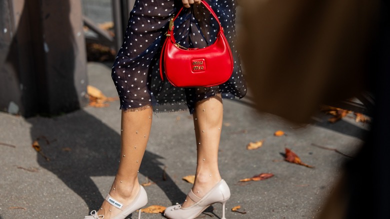 Red handbag on the street