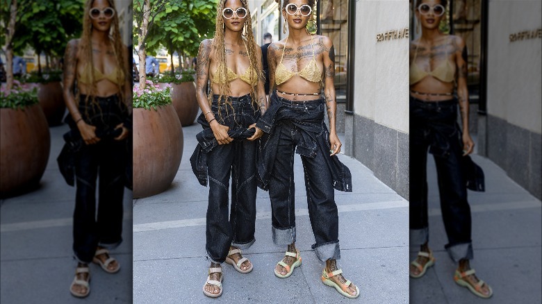 Jeans plus bikini tops