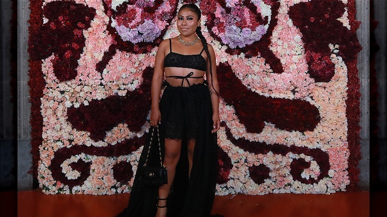 Bikini top with skirt