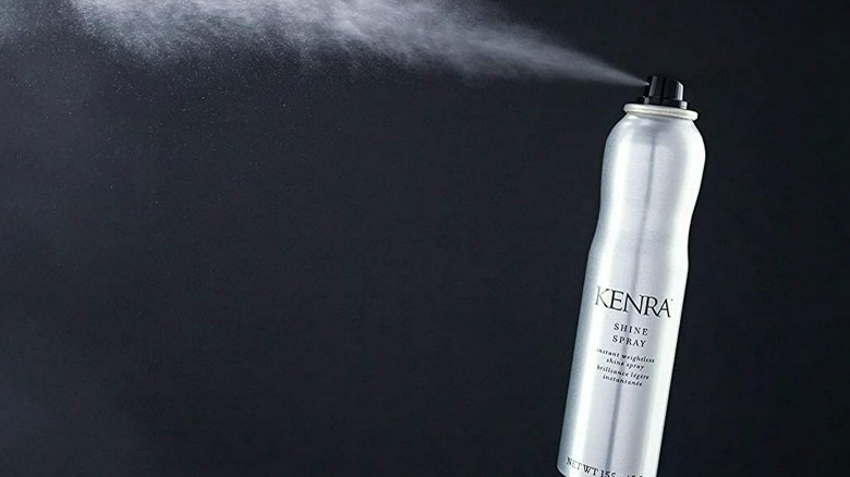 Silver spray can of hairspray