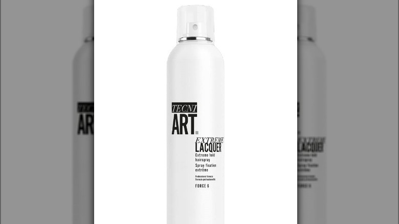 White bottle of hairspray