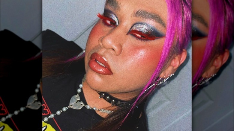 Woman with red lashes