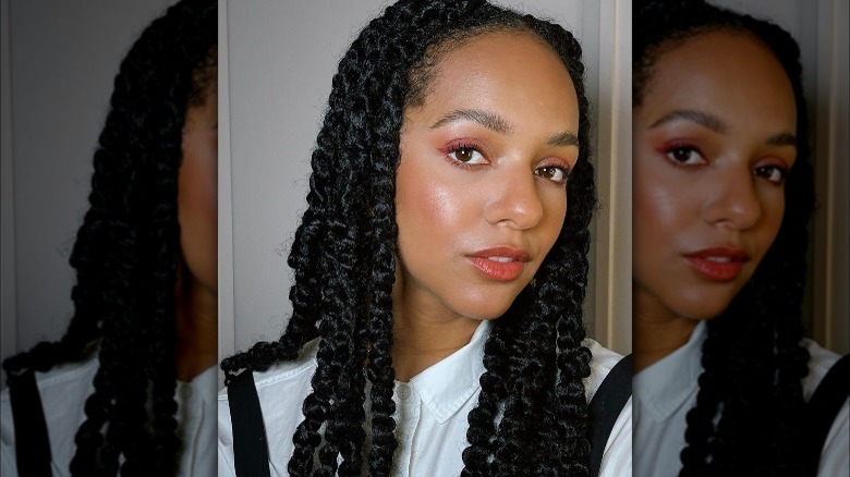 Woman with subtle red eyeliner