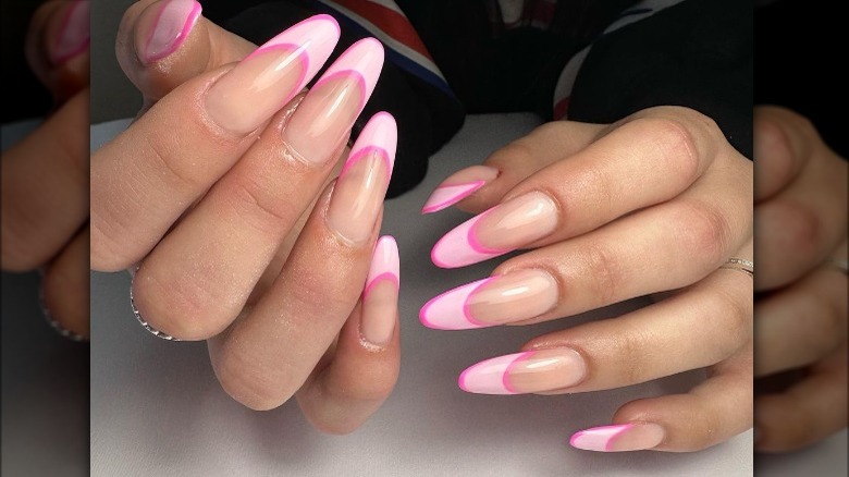 pink double french manicure