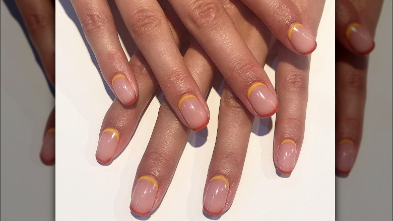 neutral double french manicure