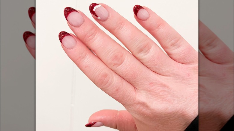 nails with santa hat french tip