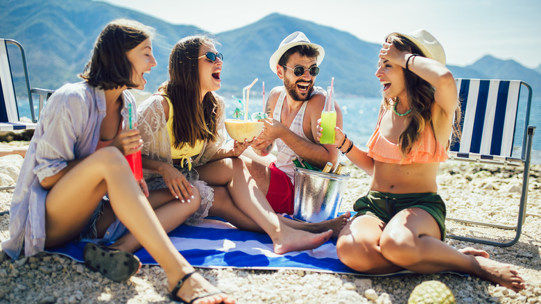 double date at the beach