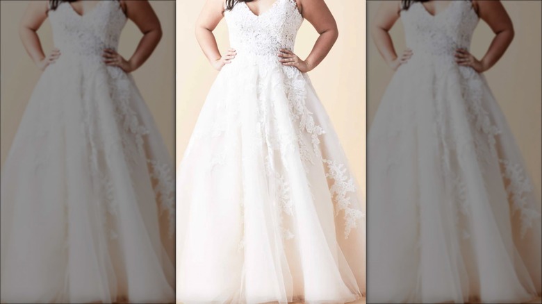 bride in Anne Barge's Curve Couture dress