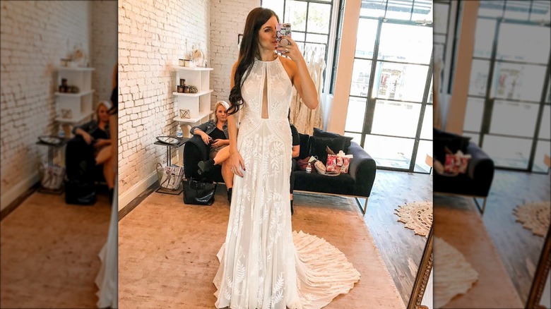 bride in Anomalie dress