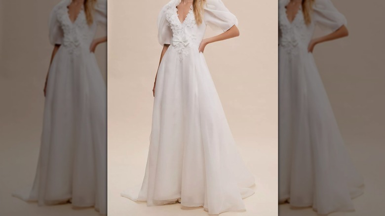 bride in BHLDN at Anthropologie dress