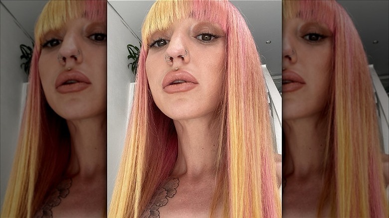 woman with peach and yellow hair