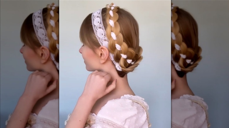 A woman with a braided crown