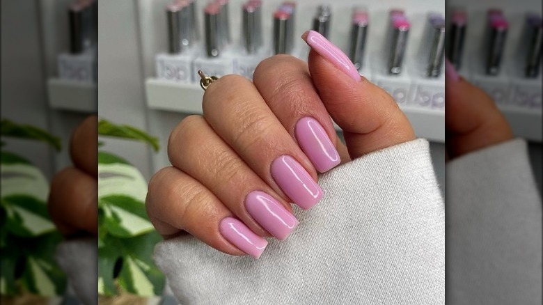 Lilac pink Barbie nails