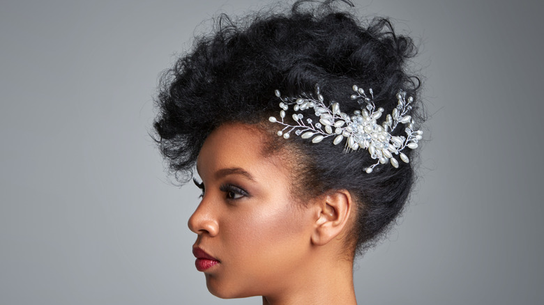 Bride with dark curly hair