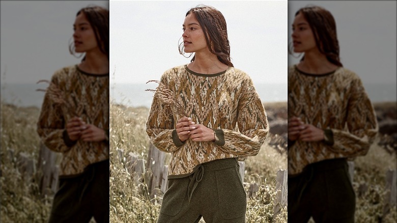 Garnet Hill Ikat Cashmere Sweatshirt