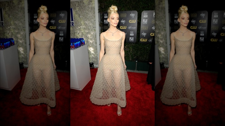 anya taylor joy wearing sheer dress