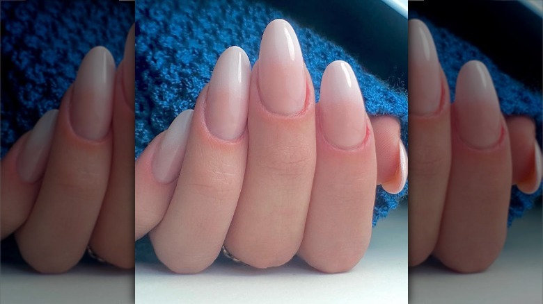 woman with baby boomer nails