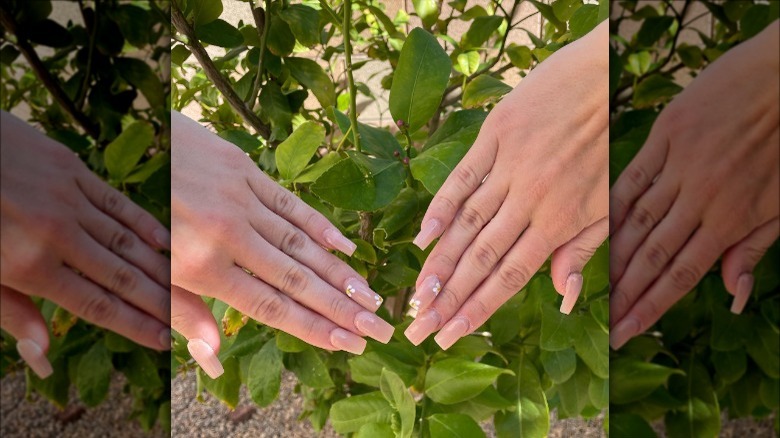 woman with neutral nails