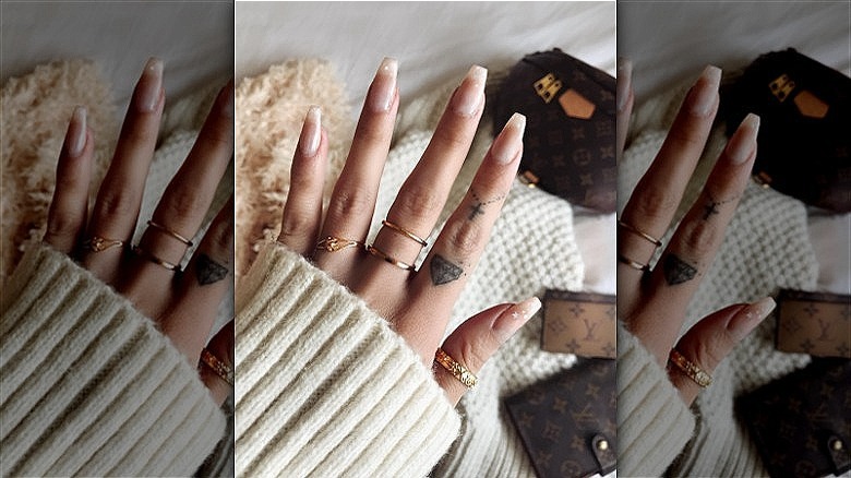 woman with white nails